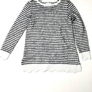 Elle Black and White Textured Knit Sweater Size XS